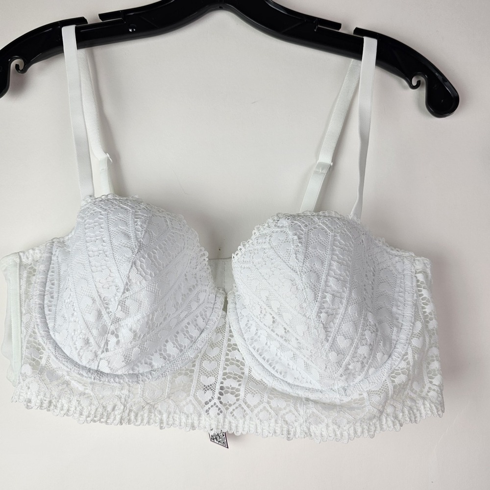 Adore Me NWT 38C Bright White BOG-08162 Balconette Underwire Back Closure Bra